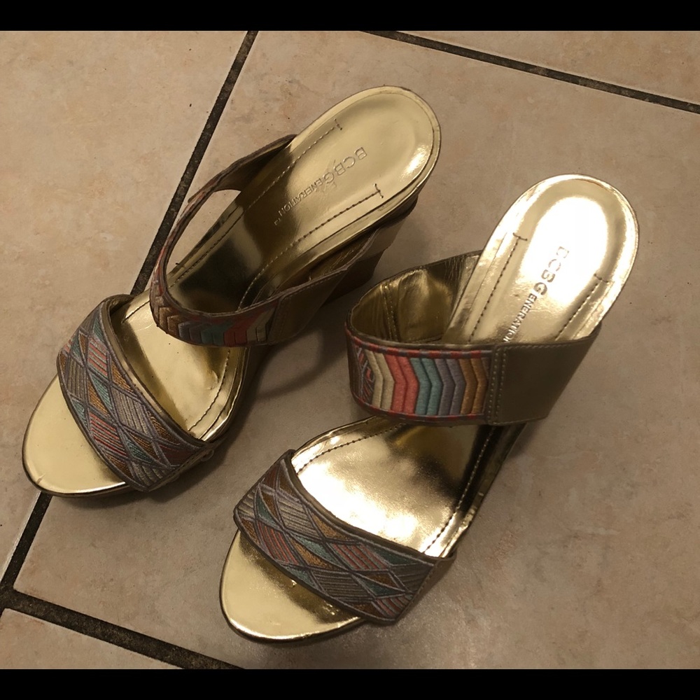 BCBGeneration Gold & Printed Wedges